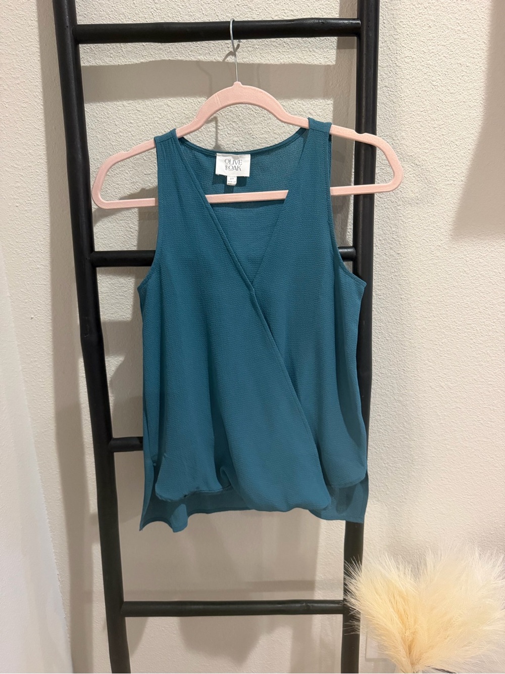 Olive & Oak Teal Sleeveless Wrap-Front Camisole